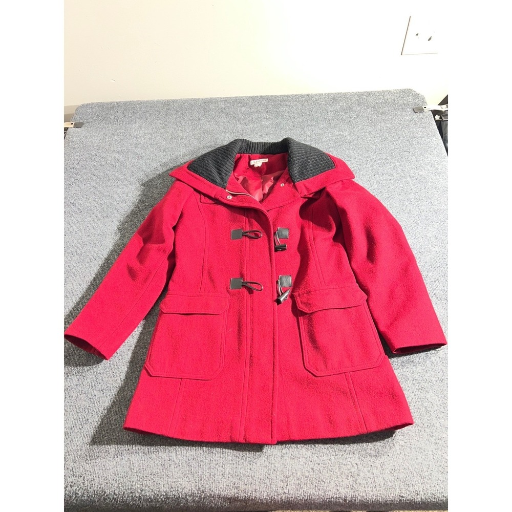 Coldwater Creek Red Wool Blend Toggle Coat Jacket XS 4-6 Knit Collar RN 98516‎